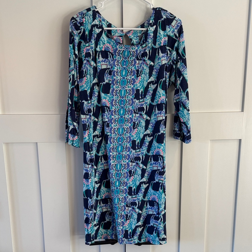 Lilly Pulitzer Blue and Green 3/4 sleeve dress